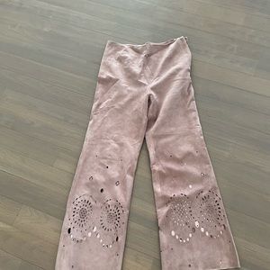 Rebecca Taylor laser cut, mauve colored, super soft, suede pants in sz 4 NWT